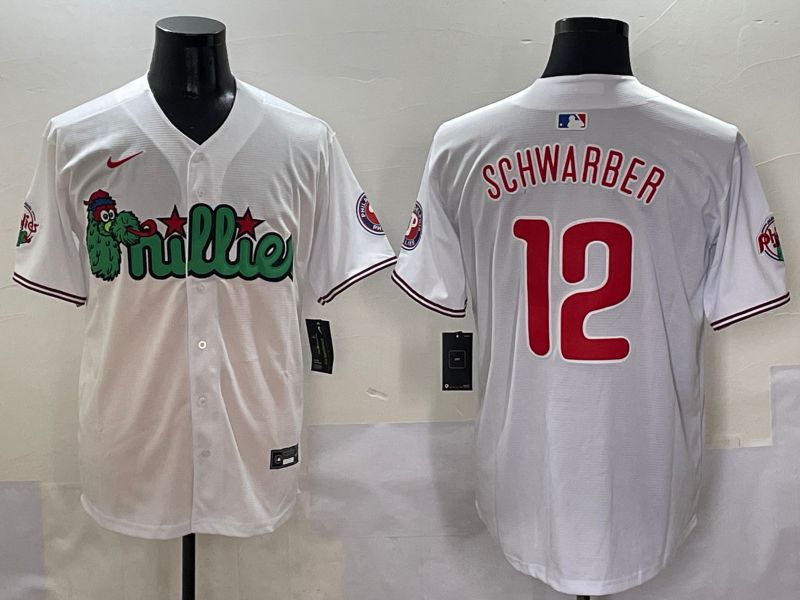 Men Philadelphia Phillies #12 Schwarber White three generations Joint Name Nike 2025 MLB Jersey style 1->philadelphia phillies->MLB Jersey